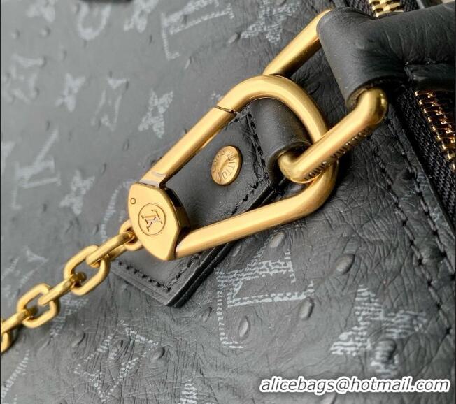 Best Grade Louis Vuitton Speedy P9 Bandoulière 30 Bag in Ostrich Pattern Calfskin M24426 Black 2026