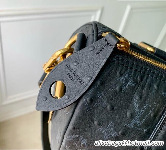 Best Grade Louis Vuitton Speedy P9 Bandoulière 30 Bag in Ostrich Pattern Calfskin M24426 Black 2026