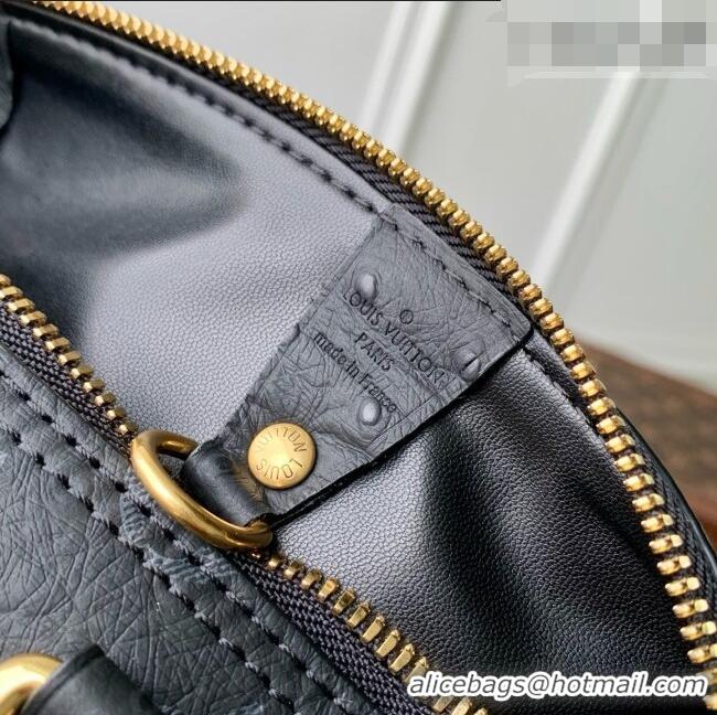 Best Grade Louis Vuitton Speedy P9 Bandoulière 30 Bag in Ostrich Pattern Calfskin M24426 Black 2026