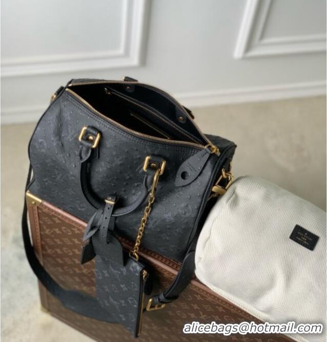 Best Grade Louis Vuitton Speedy P9 Bandoulière 30 Bag in Ostrich Pattern Calfskin M24426 Black 2026