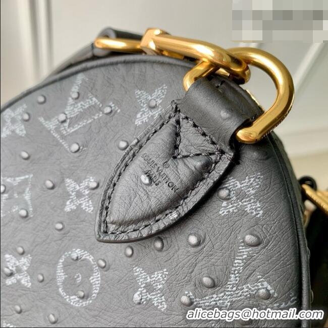 Best Grade Louis Vuitton Speedy P9 Bandoulière 30 Bag in Ostrich Pattern Calfskin M24426 Black 2026