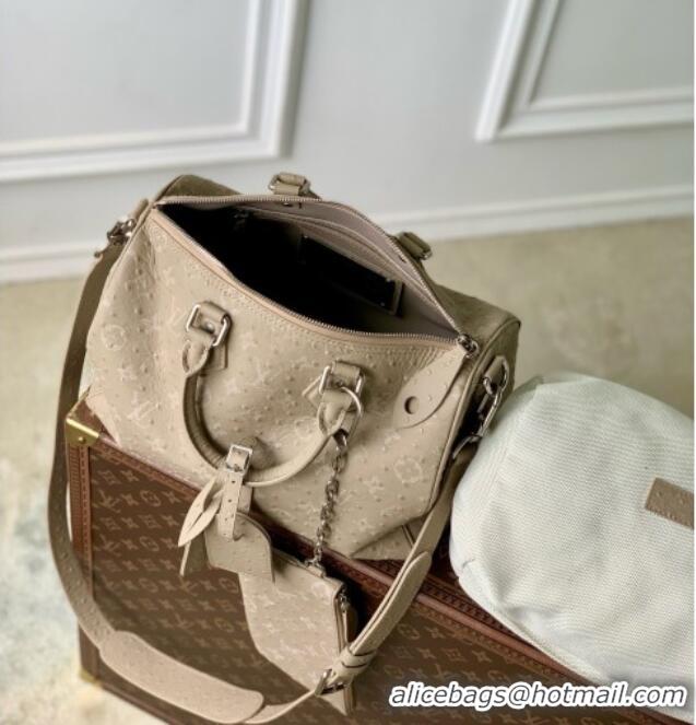 Well Crafted Louis Vuitton Speedy P9 Bandoulière 30 Bag in Ostrich Pattern Calfskin M24426 Grey 2026