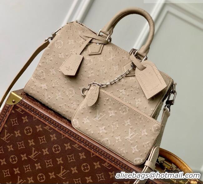 Well Crafted Louis Vuitton Speedy P9 Bandoulière 30 Bag in Ostrich Pattern Calfskin M24426 Grey 2026