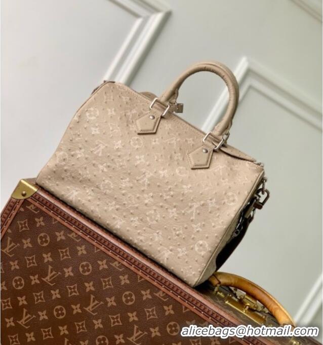 Well Crafted Louis Vuitton Speedy P9 Bandoulière 30 Bag in Ostrich Pattern Calfskin M24426 Grey 2026