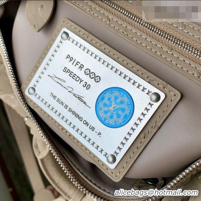 Well Crafted Louis Vuitton Speedy P9 Bandoulière 30 Bag in Ostrich Pattern Calfskin M24426 Grey 2026