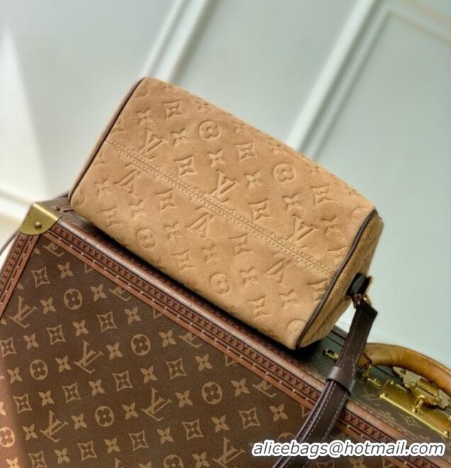Most Popular Louis Vuitton Speedy Bandoulière 25 Bag in Beige Trench Embossed Calfskin Suede Leather M2A383 2026
