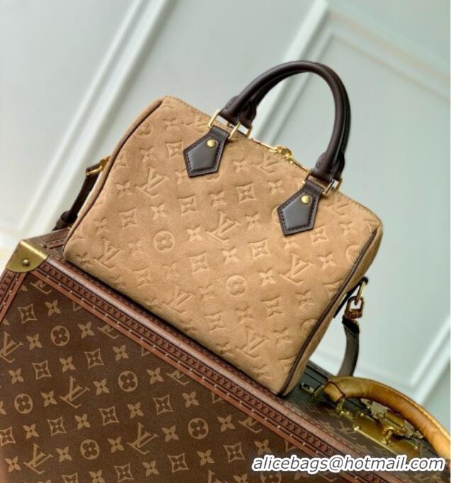 Most Popular Louis Vuitton Speedy Bandoulière 25 Bag in Beige Trench Embossed Calfskin Suede Leather M2A383 2026