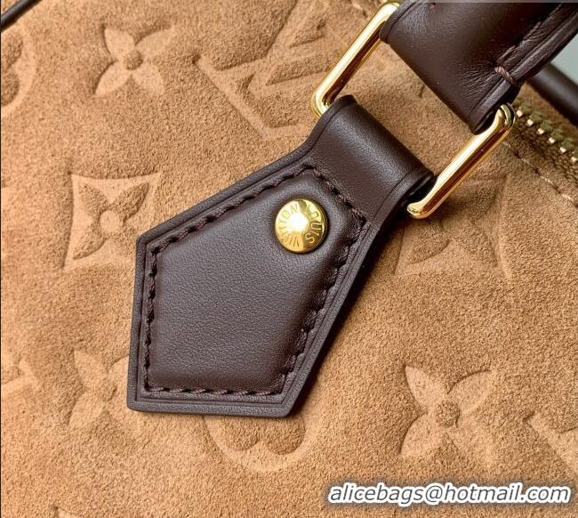 Most Popular Louis Vuitton Speedy Bandoulière 25 Bag in Beige Trench Embossed Calfskin Suede Leather M2A383 2026