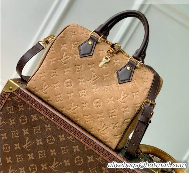 Most Popular Louis Vuitton Speedy Bandoulière 25 Bag in Beige Trench Embossed Calfskin Suede Leather M2A383 2026