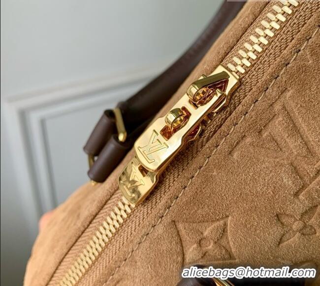 Most Popular Louis Vuitton Speedy Bandoulière 25 Bag in Beige Trench Embossed Calfskin Suede Leather M2A383 2026