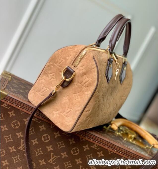 Most Popular Louis Vuitton Speedy Bandoulière 25 Bag in Beige Trench Embossed Calfskin Suede Leather M2A383 2026