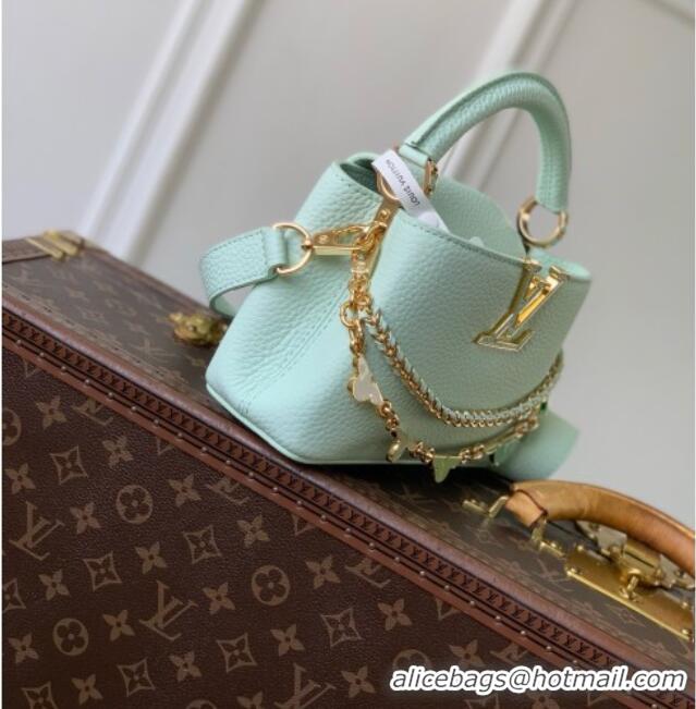 Best Price Louis Vuitton Capucines Mini Bag in Taurillon Leather M29608 Light Green 2026