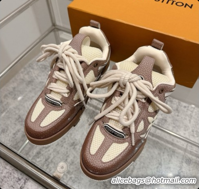 Duplicate Louis Vuitton LV Skate Sneaker in Beige Mix of Materials LV073053 Brown 2026