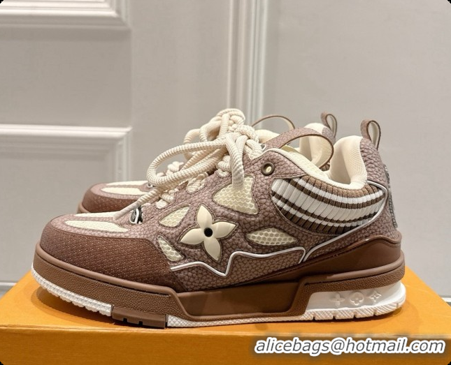 Duplicate Louis Vuitton LV Skate Sneaker in Beige Mix of Materials LV073053 Brown 2026
