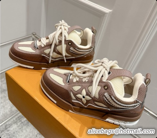 Duplicate Louis Vuitton LV Skate Sneaker in Beige Mix of Materials LV073053 Brown 2026