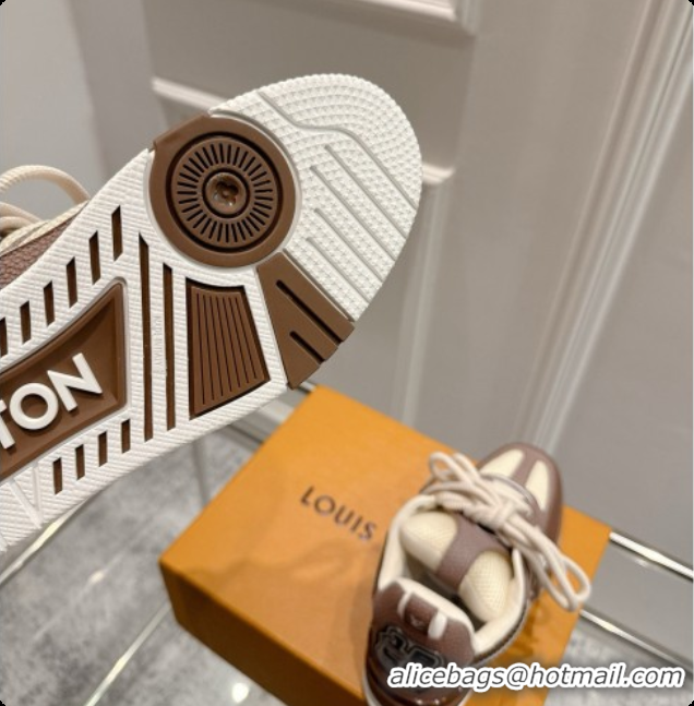 Duplicate Louis Vuitton LV Skate Sneaker in Beige Mix of Materials LV073053 Brown 2026