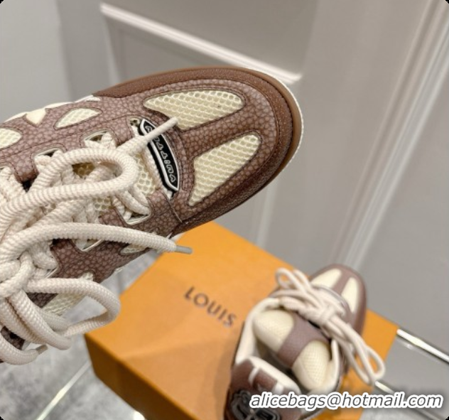 Duplicate Louis Vuitton LV Skate Sneaker in Beige Mix of Materials LV073053 Brown 2026