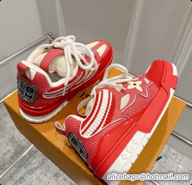 Good Product Louis Vuitton LV Skate Sneaker in Beige Mix of Materials LV073054 Red 2026