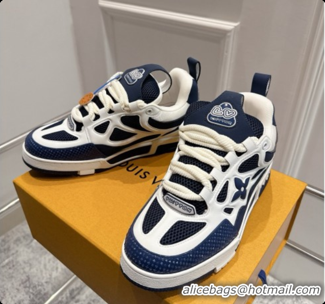 Classic Hot Louis Vuitton LV Skate Sneaker in Beige Mix of Materials LV073058 Deep Blue/White 2026