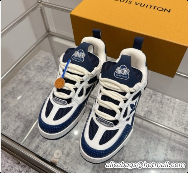 Classic Hot Louis Vuitton LV Skate Sneaker in Beige Mix of Materials LV073058 Deep Blue/White 2026