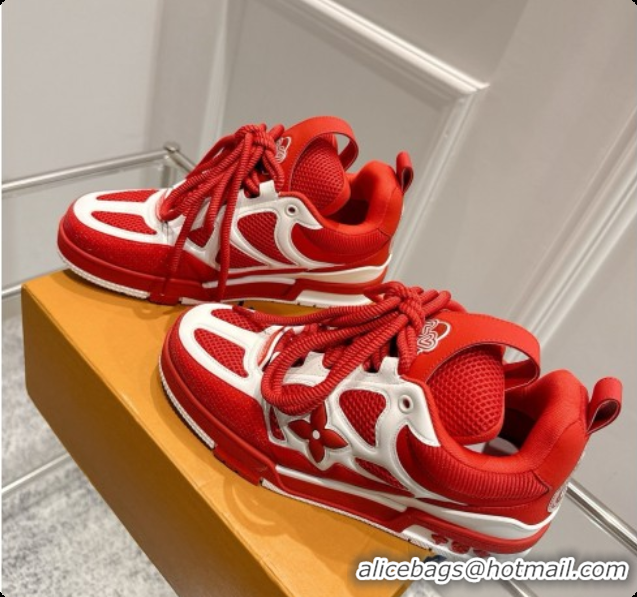 Perfect Louis Vuitton LV Skate Sneaker in Beige Mix of Materials LV073059 Red/White 2026