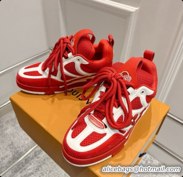 Perfect Louis Vuitton LV Skate Sneaker in Beige Mix of Materials LV073059 Red/White 2026