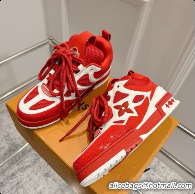 Perfect Louis Vuitton LV Skate Sneaker in Beige Mix of Materials LV073059 Red/White 2026