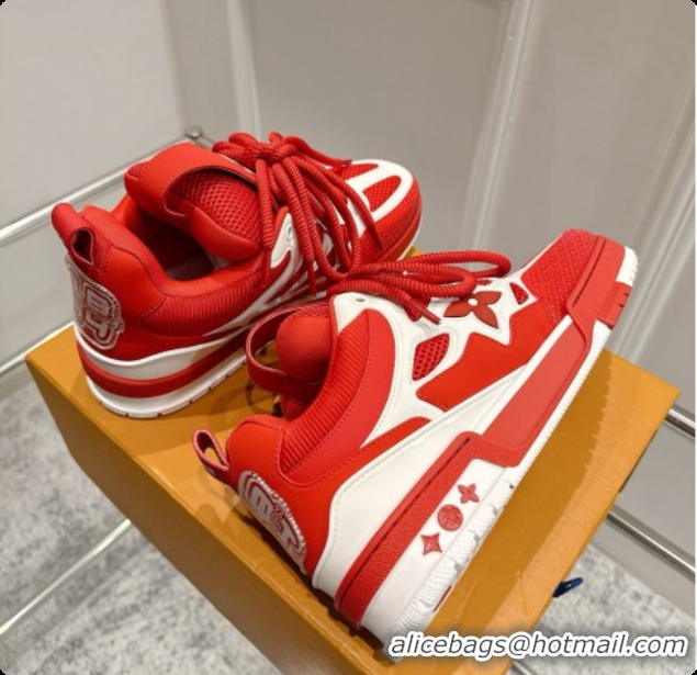 Perfect Louis Vuitton LV Skate Sneaker in Beige Mix of Materials LV073059 Red/White 2026
