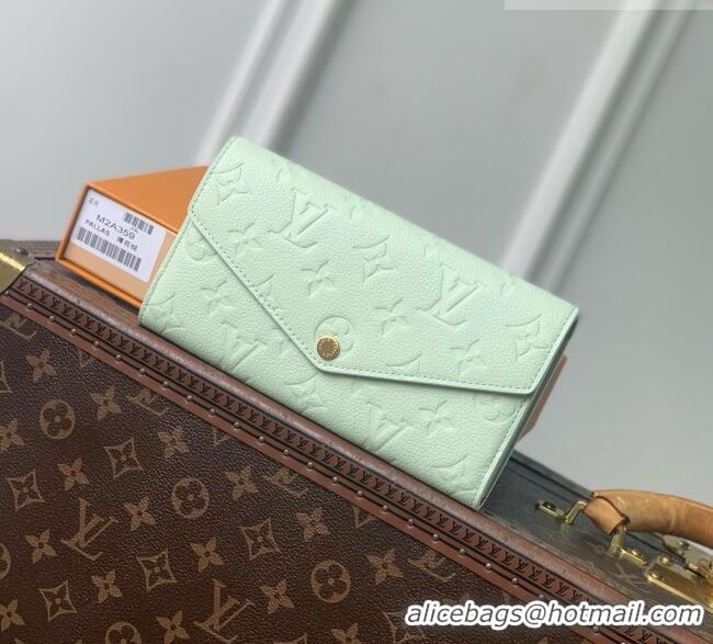 Pretty Style Louis Vuitton Sarah Wallet in Monogram Empreinte Leather M2A359 Minty Green 2026