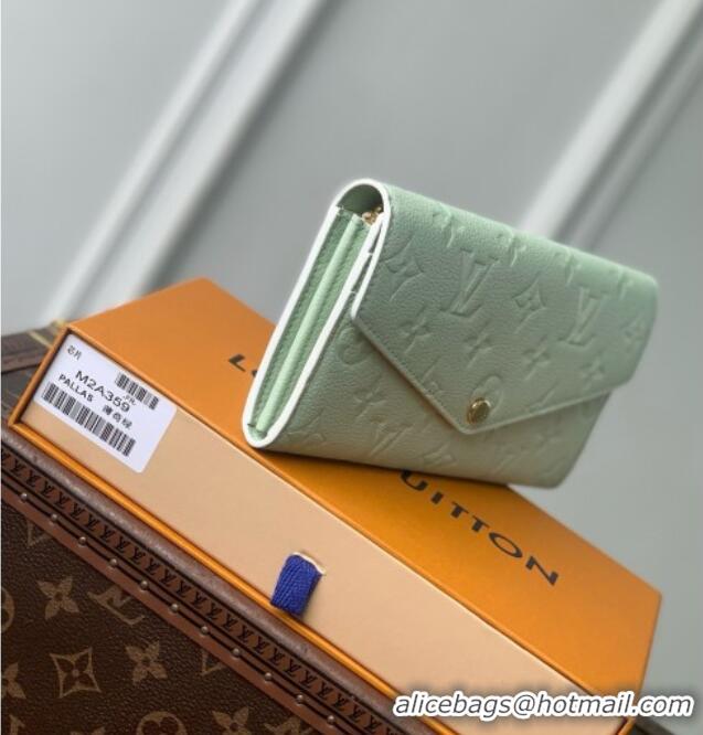 Pretty Style Louis Vuitton Sarah Wallet in Monogram Empreinte Leather M2A359 Minty Green 2026