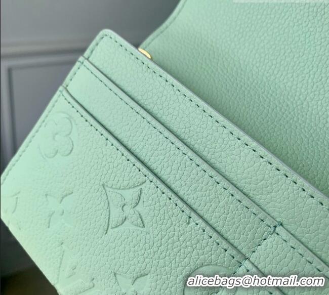 Pretty Style Louis Vuitton Sarah Wallet in Monogram Empreinte Leather M2A359 Minty Green 2026