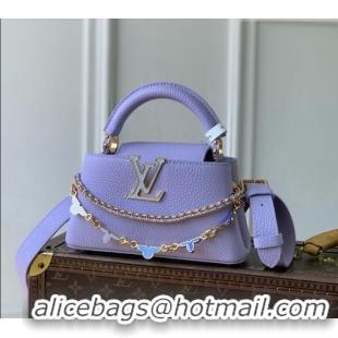 Good Product Louis Vuitton Capucines East-West Mini Bag in Iris Lilac Taurillon leather M2A379 2026