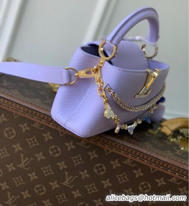Good Product Louis Vuitton Capucines East-West Mini Bag in Iris Lilac Taurillon leather M2A379 2026