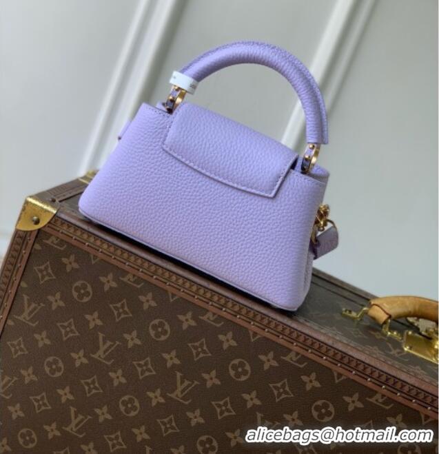 Good Product Louis Vuitton Capucines East-West Mini Bag in Iris Lilac Taurillon leather M2A379 2026