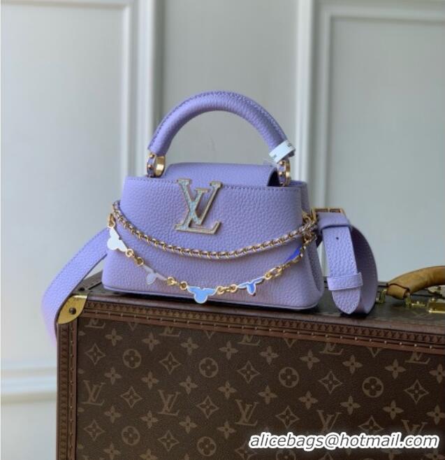 Good Product Louis Vuitton Capucines East-West Mini Bag in Iris Lilac Taurillon leather M2A379 2026