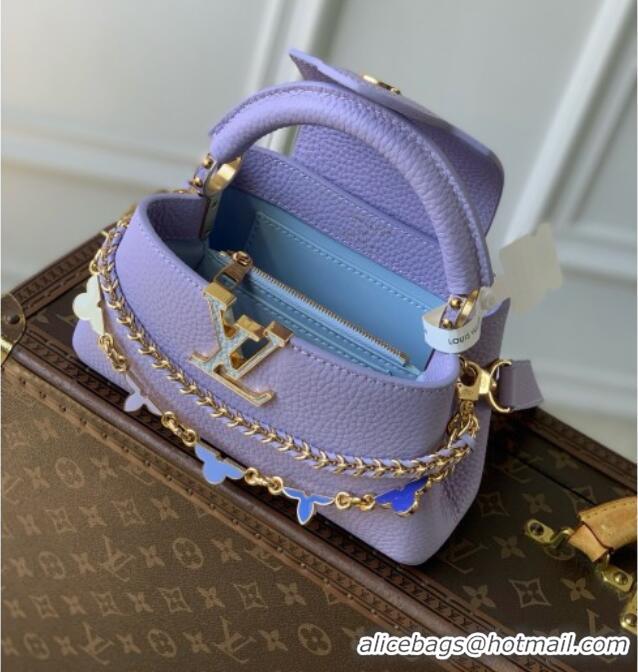 Good Product Louis Vuitton Capucines East-West Mini Bag in Iris Lilac Taurillon leather M2A379 2026