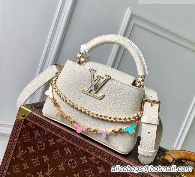 Promotional Louis Vuitton Capucines East-West Mini Bag in White Taurillon leather M29608 2026
