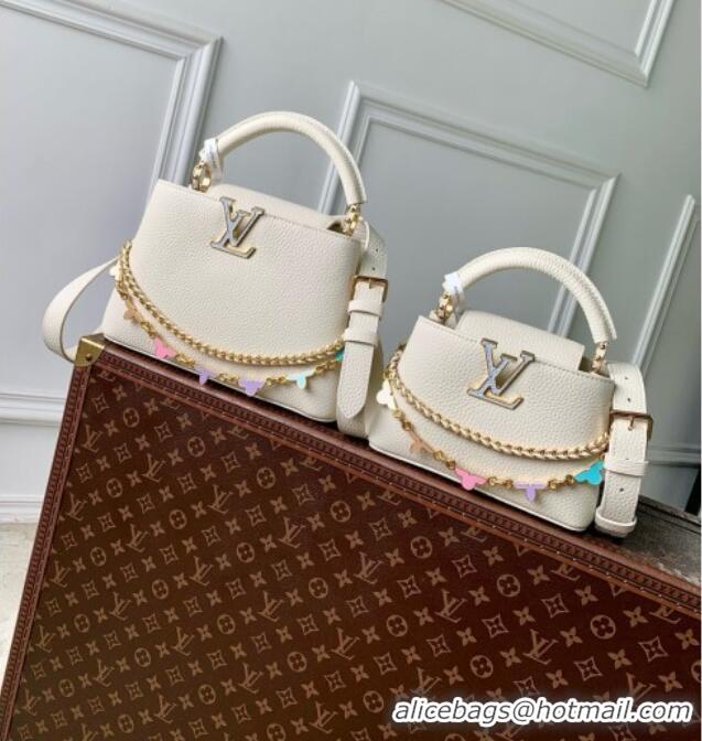 Top Grade Louis Vuitton Capucines BB Bag in White Taurillon leather M29608 2026