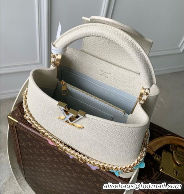 Top Grade Louis Vuitton Capucines BB Bag in White Taurillon leather M29608 2026