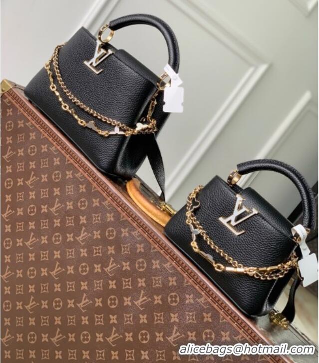 Good Quality Louis Vuitton Capucines East-West Mini Bag in Black Taurillon leather M2A379 2026