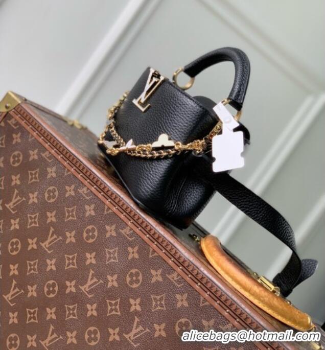 Good Quality Louis Vuitton Capucines East-West Mini Bag in Black Taurillon leather M2A379 2026