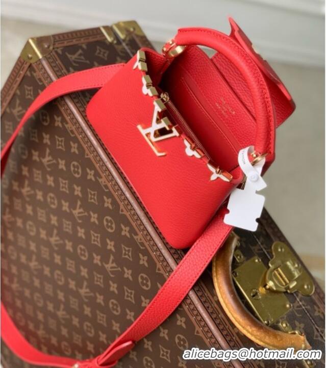 Good Taste Louis Vuitton Capucines East-West Mini Bag in Red Taurillon leather M11341 2026