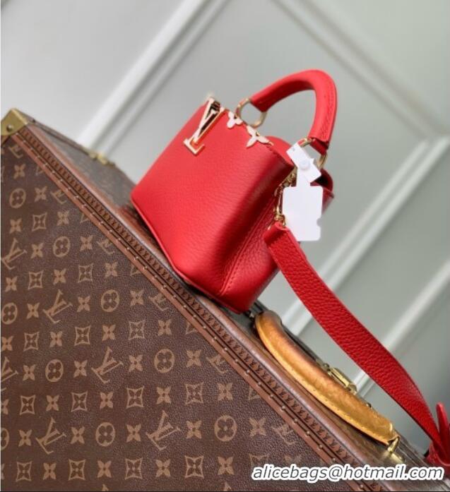 Good Taste Louis Vuitton Capucines East-West Mini Bag in Red Taurillon leather M11341 2026