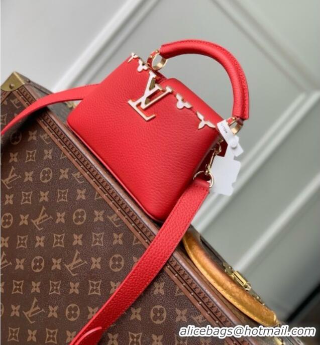 Good Taste Louis Vuitton Capucines East-West Mini Bag in Red Taurillon leather M11341 2026
