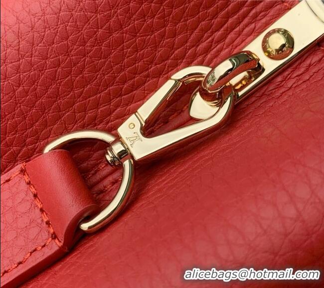Good Taste Louis Vuitton Capucines East-West Mini Bag in Red Taurillon leather M11341 2026