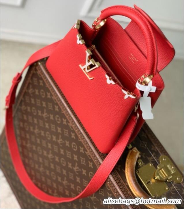 Famous Brand Louis Vuitton Capucines BB Bag in Red Taurillon leather M11341 2026