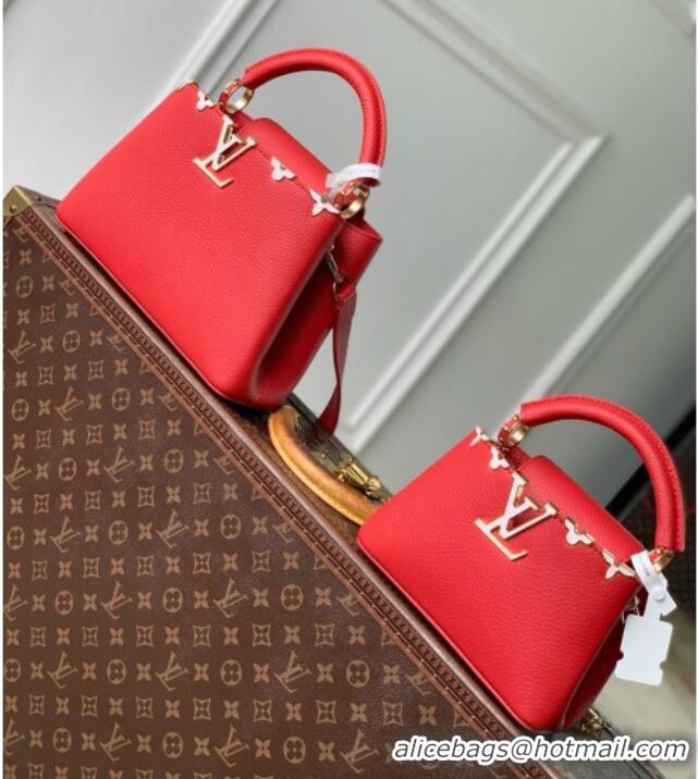 Famous Brand Louis Vuitton Capucines BB Bag in Red Taurillon leather M11341 2026