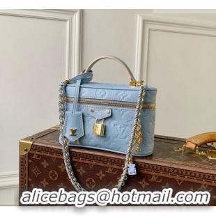 Top Quality Louis Vuitton Vanity Chain Pouch Bag in Blue Cowhide Leather M2A007 2026