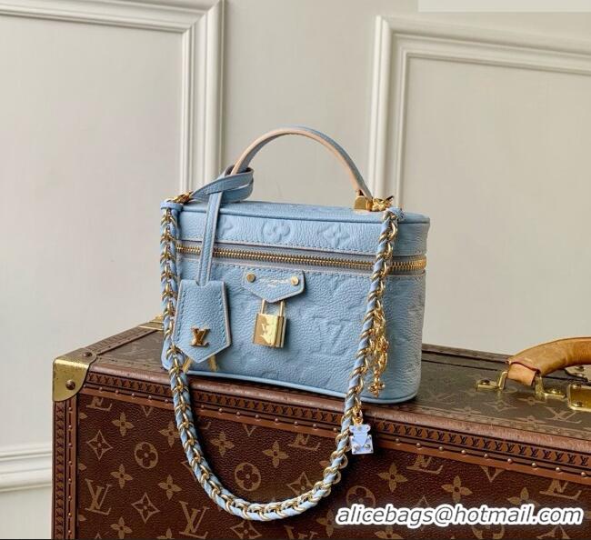 Top Quality Louis Vuitton Vanity Chain Pouch Bag in Blue Cowhide Leather M2A007 2026
