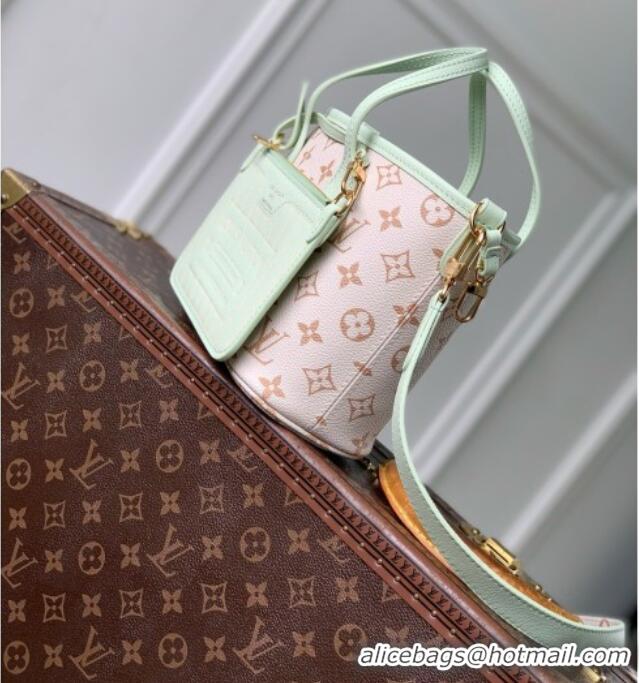 Luxury Cheap Louis Vuitton Neverfull Inside Out BB Bag in Monogram Dune/Minty Green Cowhide Leather M2A465 2026